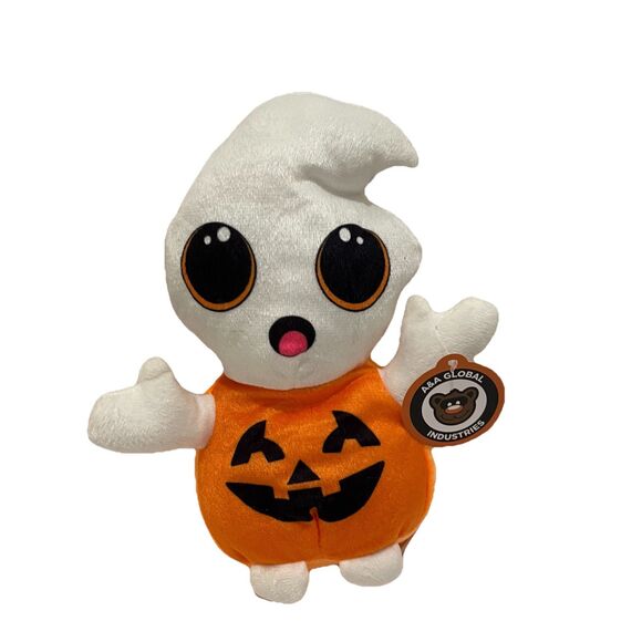 A&A Global Halloween Pumpkin Ghost Plush 8" Stuffed Toy With Tag - Picture 1 of 9